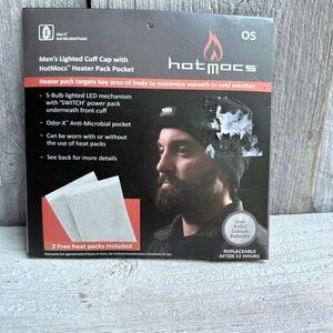 Men’s Hotmocs Lighted Cuff Cap With Heater Pack Pocket New